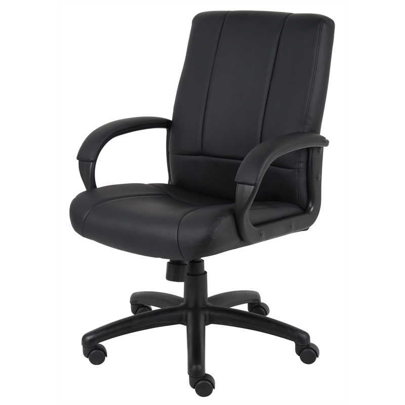 UrbanPro Contemporary Mid-Back Executive Leather Office Chair in Black