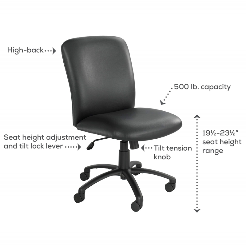UrbanPro Big and Tall High Back Task Office Chair in Black Vinyl