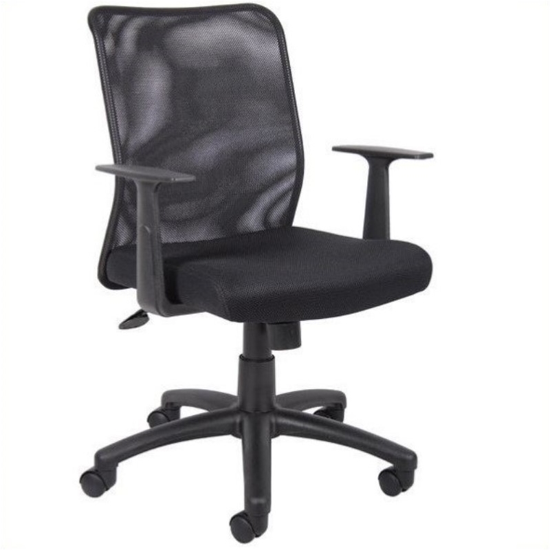 UrbanPro Contemporary Fabric Mesh Task Office Chair with T-Arms in Black