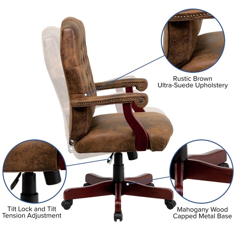 UrbanPro Rustic Suede Classic Executive Office Chair in Bomber Brown