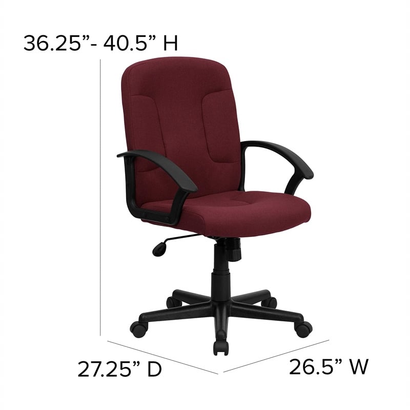 UrbanPro Mid Back Office Chair with Nylon Arms in Burgundy