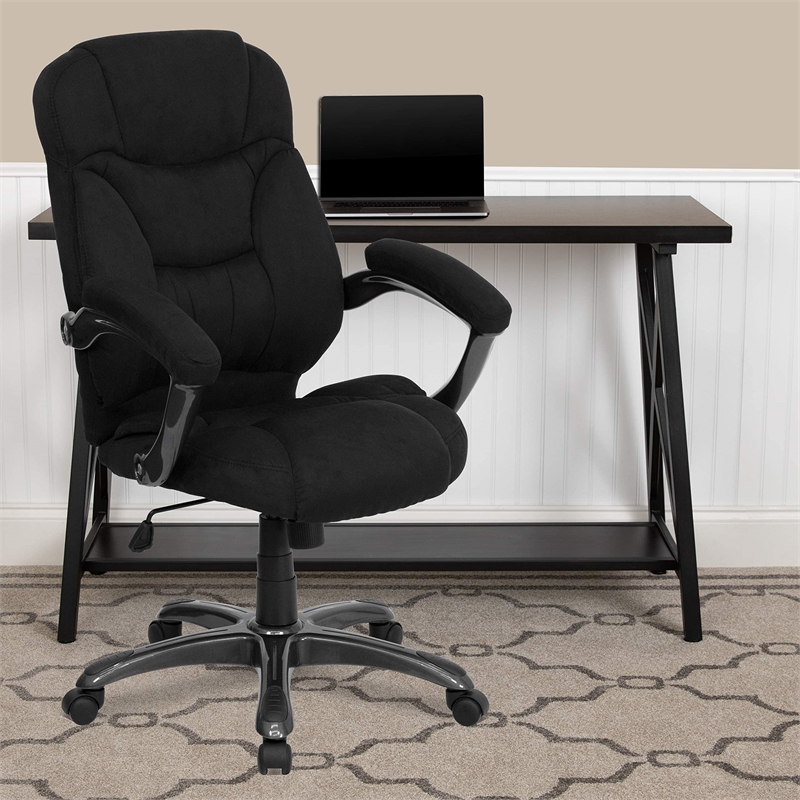 UrbanPro Contemporary Microfiber Upholstered High Back Office Chair in Black