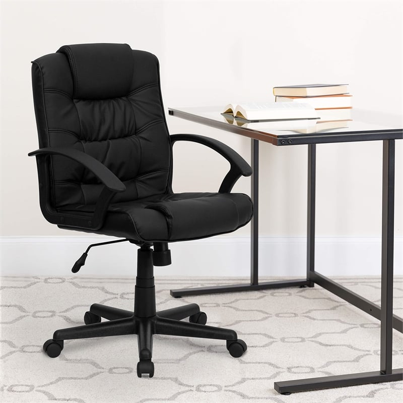 UrbanPro Mid Back Black Leather Office Chair