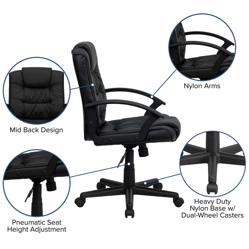 UrbanPro Mid Back Black Leather Office Chair