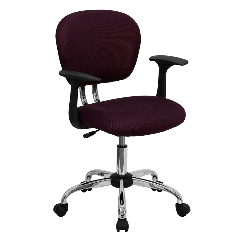 UrbanPro Mid-Back Mesh Office Swivel Chair with Arms in Burgundy