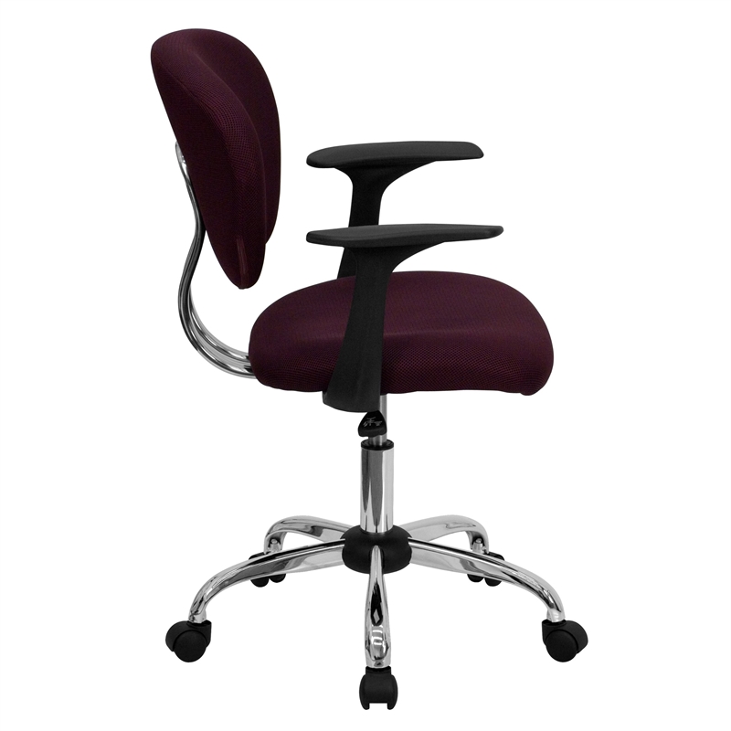 UrbanPro Mid-Back Mesh Office Swivel Chair with Arms in Burgundy