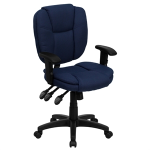 UrbanPro Fabric/Nylon Mid Back Ergonomic Task Chair with Arms in Navy Blue