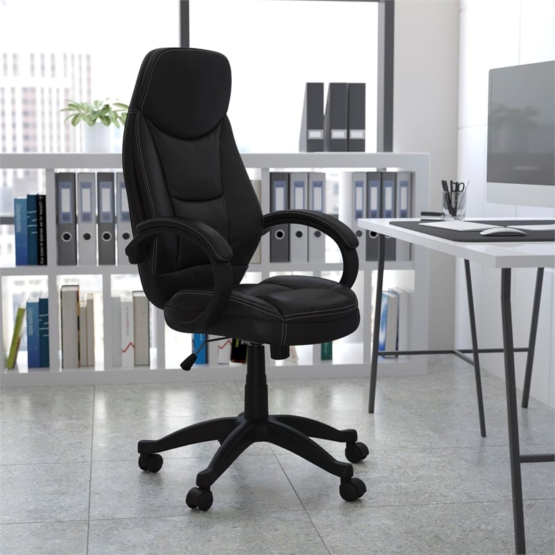 UrbanPro High Back Contemporary Office Chair in Black Leather