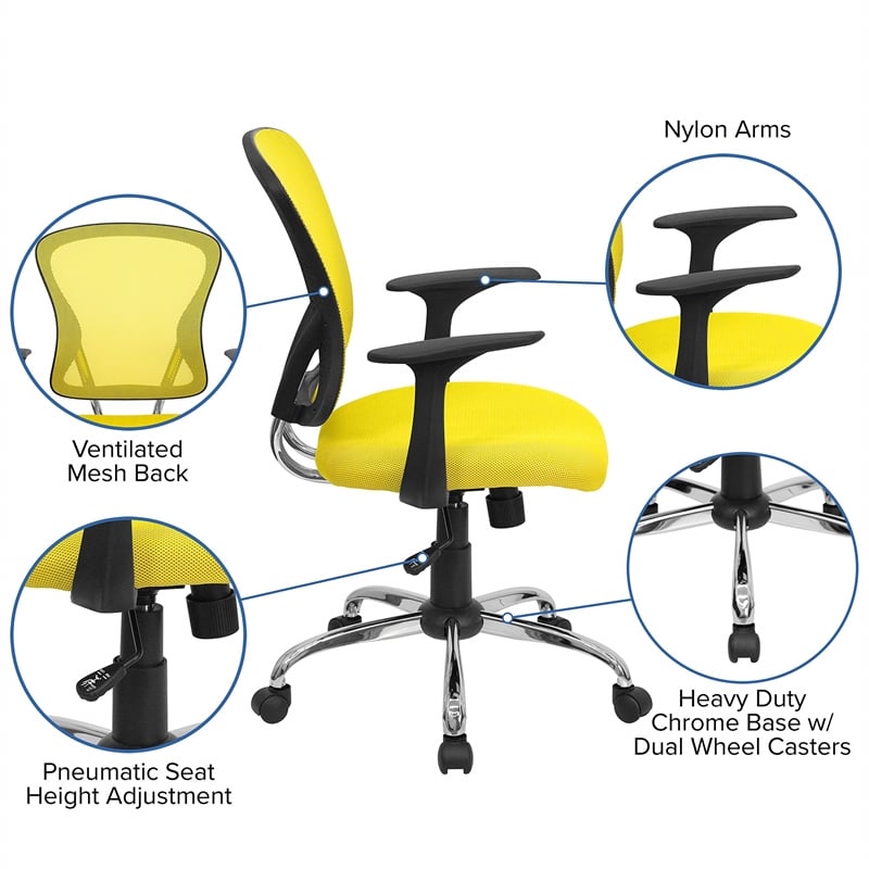 UrbanPro Mid Back Mesh Office Chair in Yellow