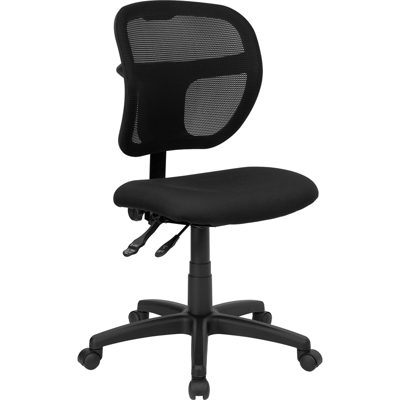 UrbanPro Mid-Back Mesh Office Swivel Chair with Black Fabric Seat
