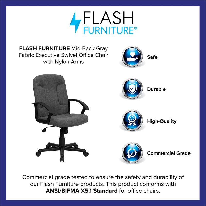 UrbanPro Mid Back Office Chair with Nylon Arms in Gray