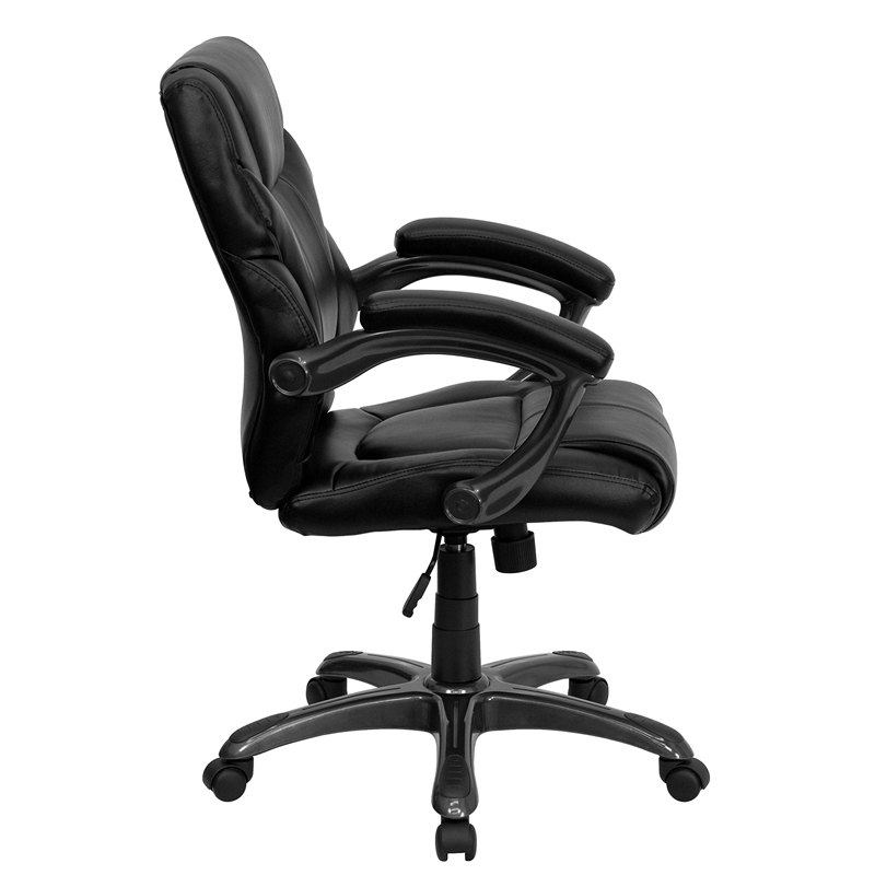 UrbanPro Mid-Back Leather Overstuffed Office Chair in  Black