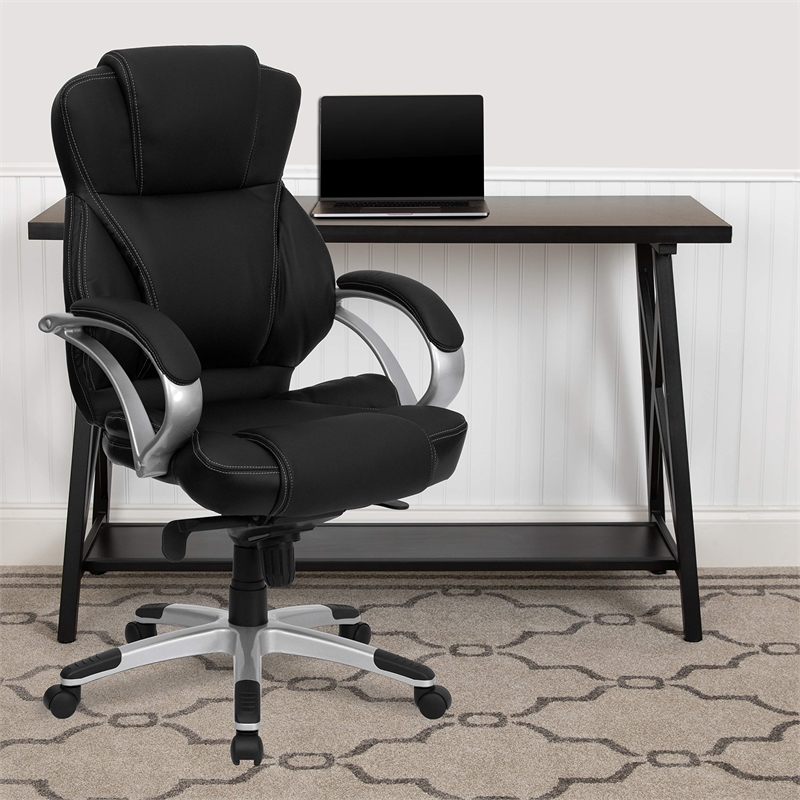 UrbanPro Leather Swivel Office Chair in Black