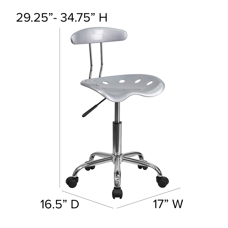 UrbanPro Computer Office Swivel Chair Seat in Silver and Chrome