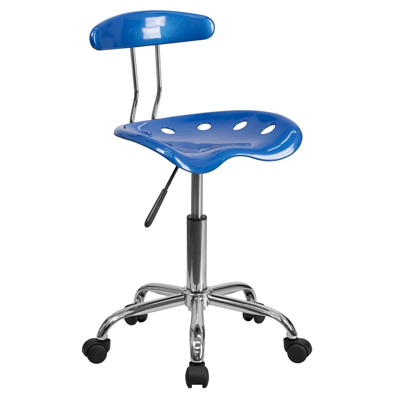 UrbanPro Plastic Office Chair with Swivel Seat in Bright Blue/Chrome
