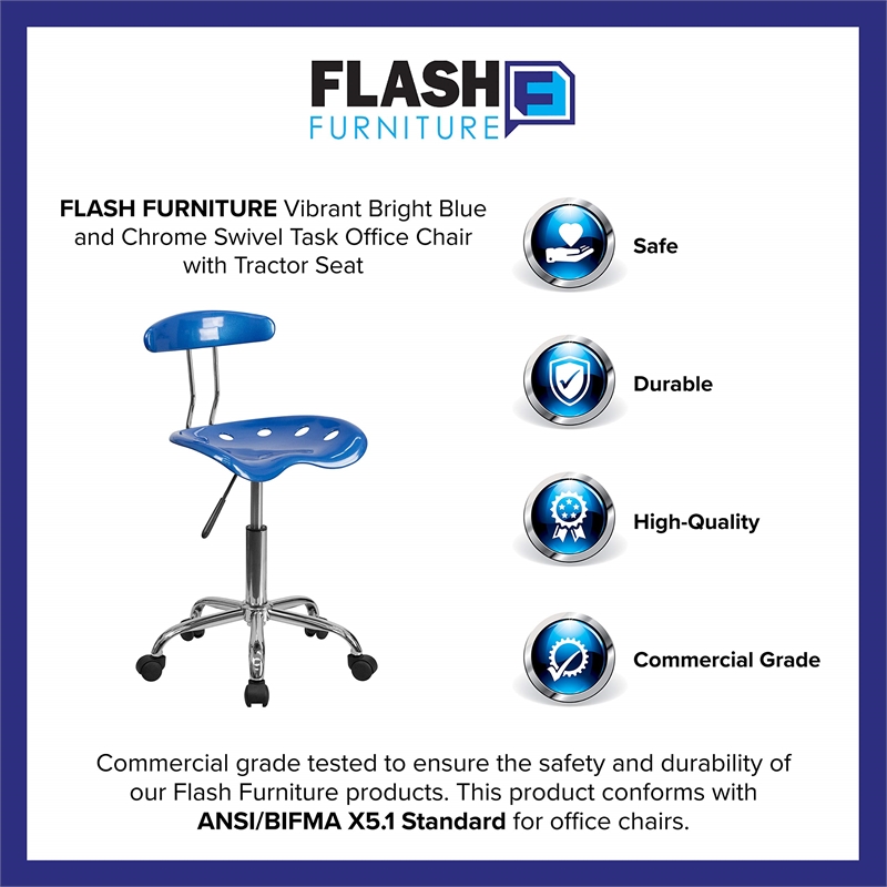 UrbanPro Plastic Office Chair with Swivel Seat in Bright Blue/Chrome
