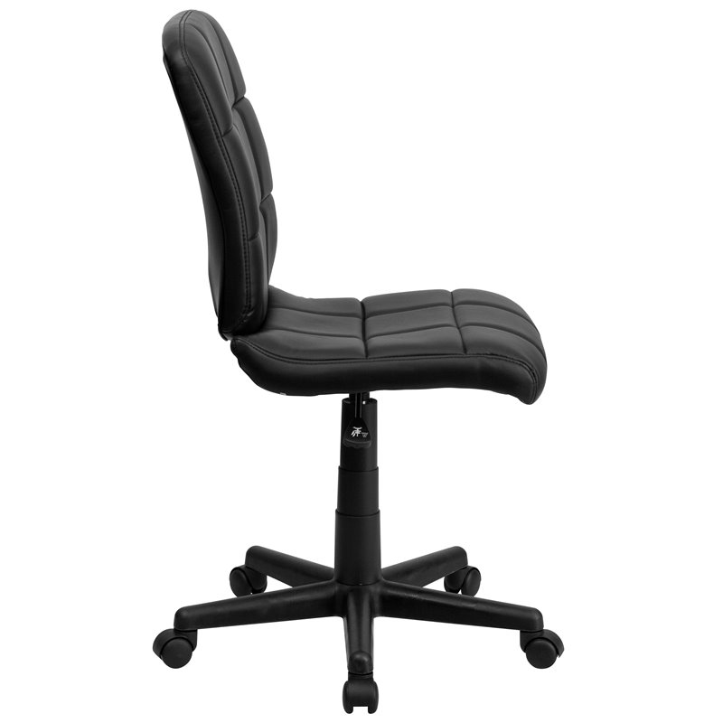 UrbanPro Modern Vinyl Quilted Mid Back Office Swivel Chair in Black