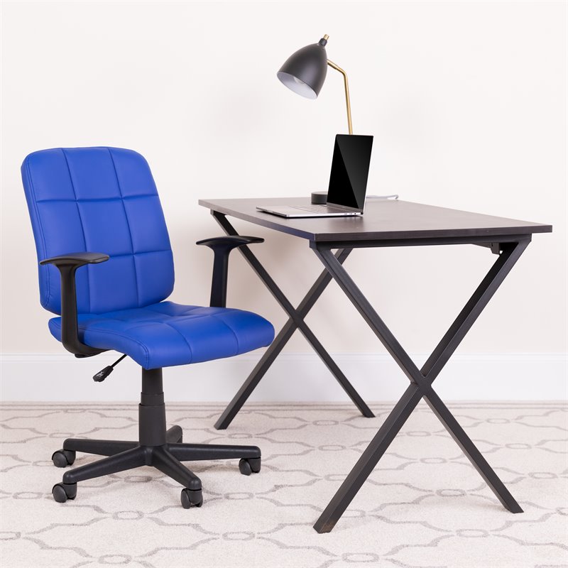 UrbanPro Mid Back Quilted Office Swivel Chair with Arms in Blue