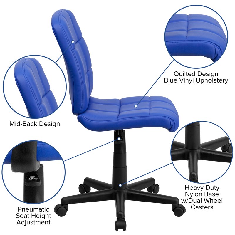 UrbanPro Mid Back Quilted Office Swivel Chair in Blue
