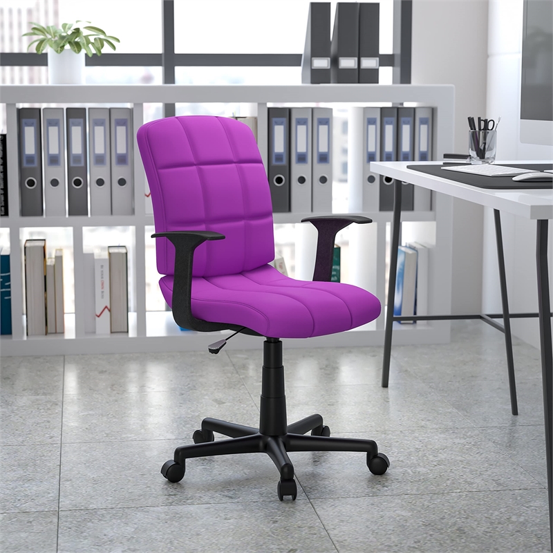UrbanPro Contemporary Faux Leather Swivel Office Chair in Purple
