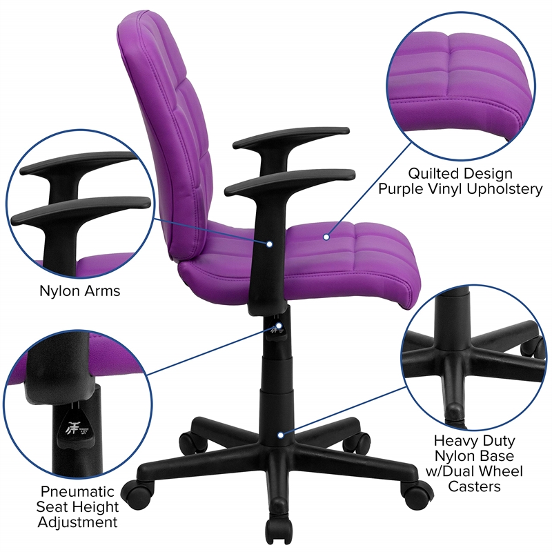 UrbanPro Contemporary Faux Leather Swivel Office Chair in Purple