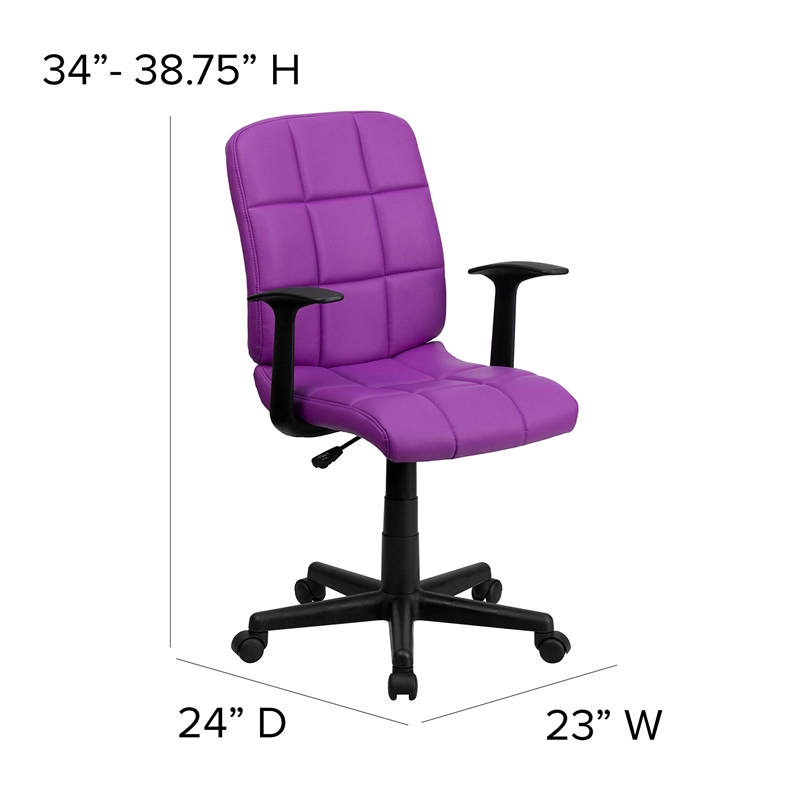 UrbanPro Contemporary Faux Leather Swivel Office Chair in Purple