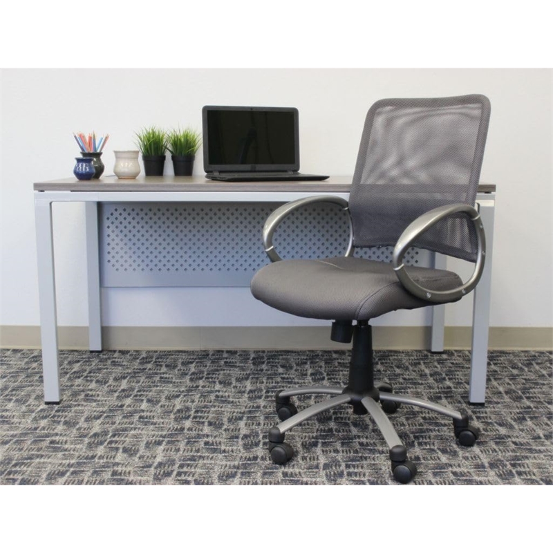 UrbanPro Contemporary Fabric Mesh Back with Pewter Task Office Chair in Grey