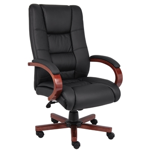 UrbanPro Faux Leather/Wood High Back Executive Office Chair in Black/Cherry