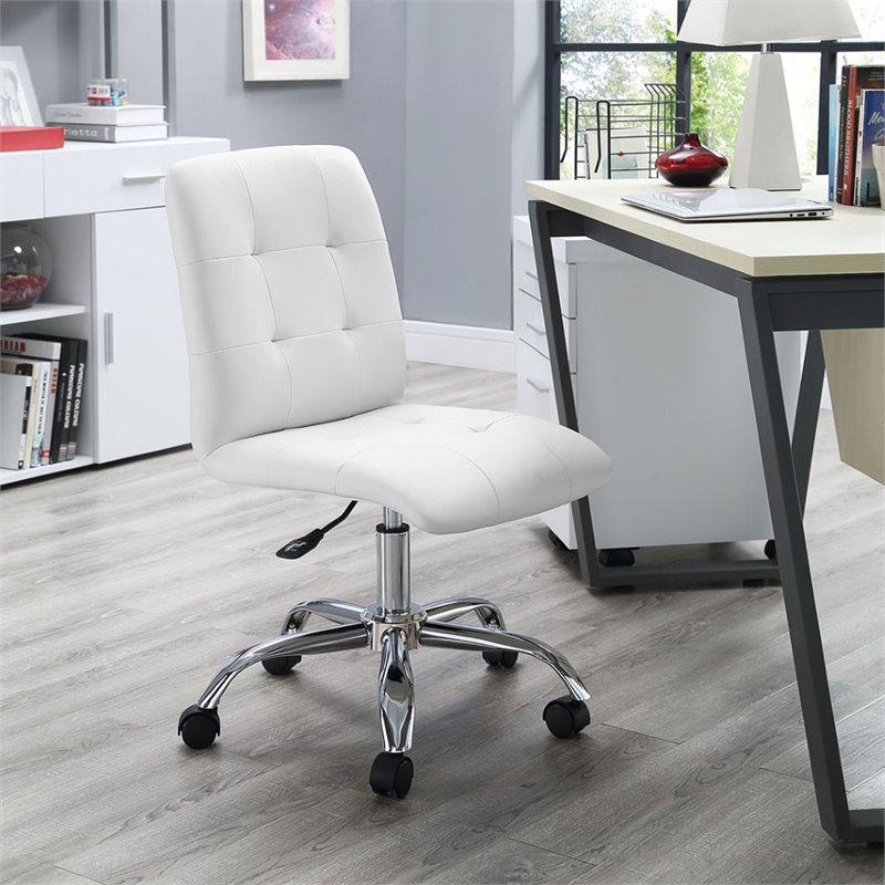 UrbanPro Modern Faux Leather Mid Back Swivel Office Chair in White