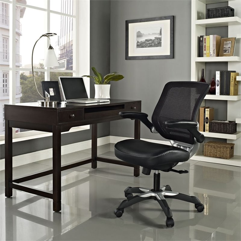 UrbanPro Modern Faux Leather Mesh Office Chair in Black