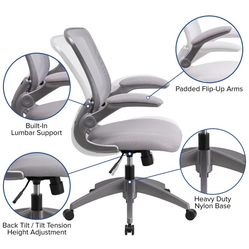 UrbanPro Contemporary Mesh Swivel Office Chair in Gray