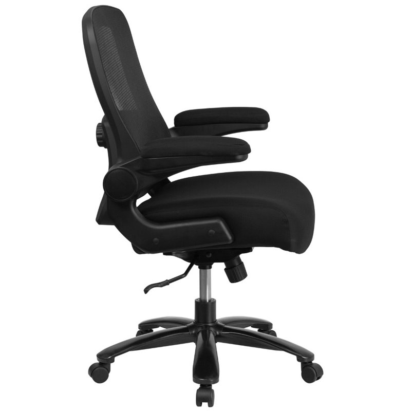 UrbanPro Modern Big and Tall Fabric Upholstered Office Swivel Chair in Black
