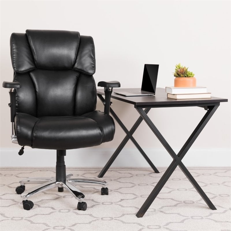 UrbanPro Contemporary Faux Leather Big and Tall Swivel Office Chair in Black
