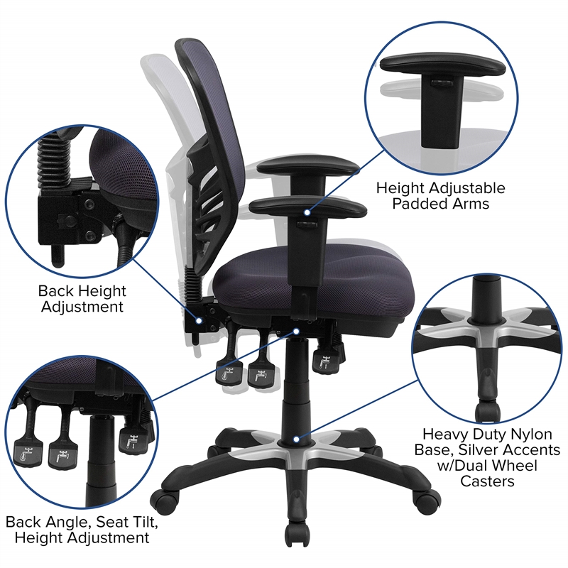 UrbanPro Contemporary Mid Back Mesh Swivel Office Chair in Dark Gray