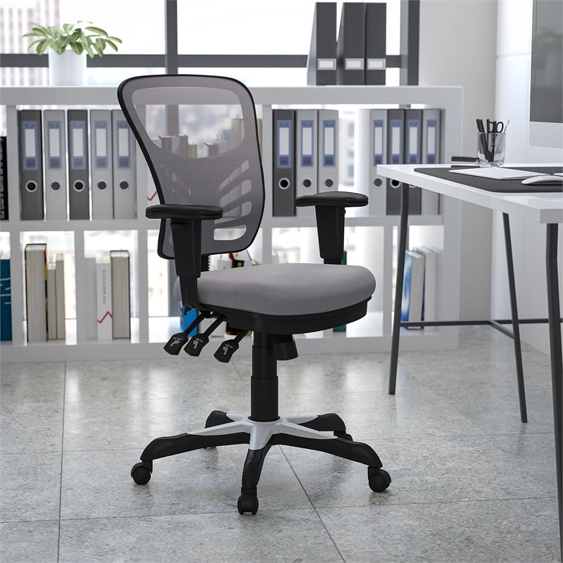 UrbanPro Contemporary Mid Back Mesh Swivel Office Chair in Gray