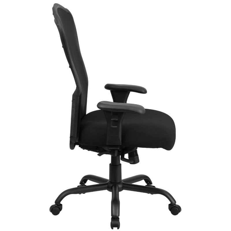 UrbanPro Contemporary Big and Tall Fabric Swivel Chair in Black