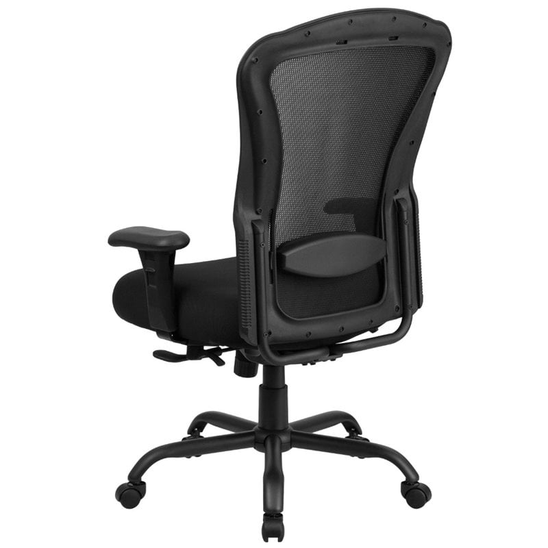UrbanPro Contemporary Big and Tall Fabric Swivel Chair in Black