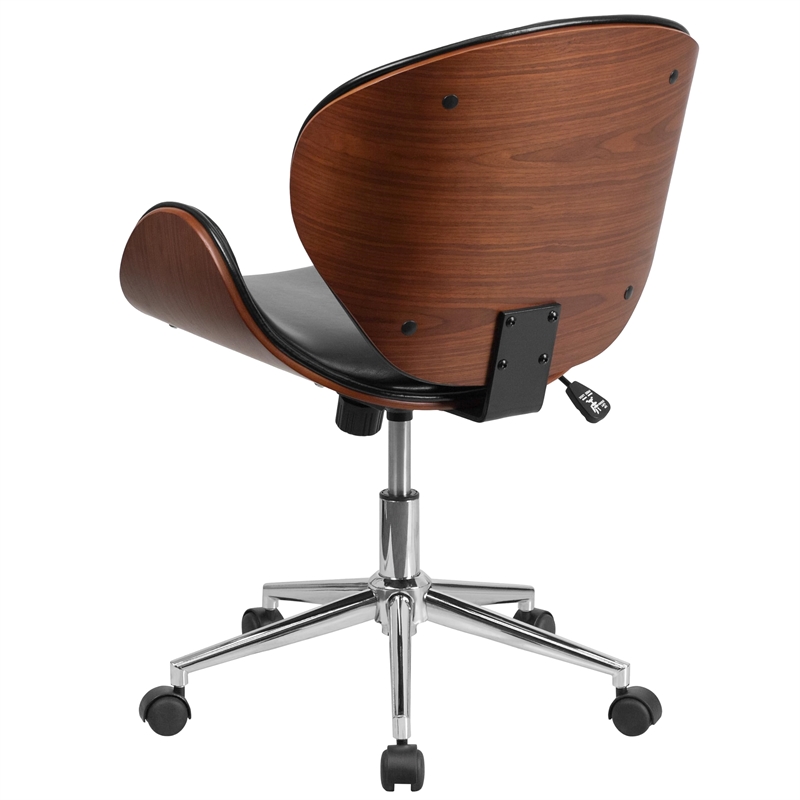 UrbanPro Leather Swivel Office Chair in Black and Walnut