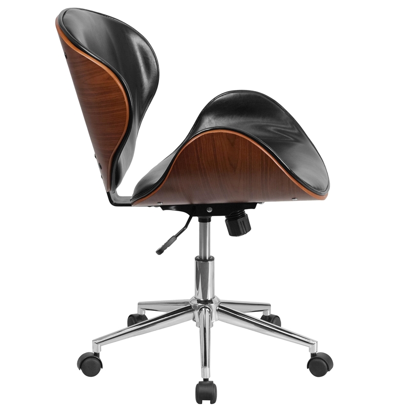 UrbanPro Leather Swivel Office Chair in Black and Walnut