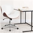 UrbanPro Contemporary Faux Leather Mid-Back Swivel Office Chair in Walnut/White