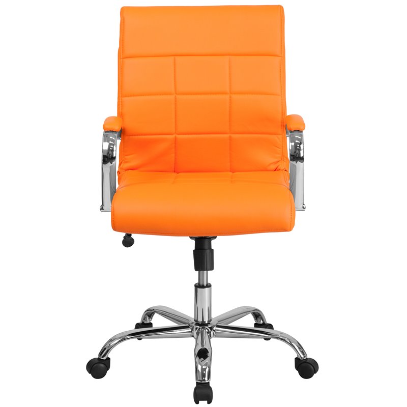 UrbanPro Modern Mid Back Vinyl Swivel Office Chair in Orange