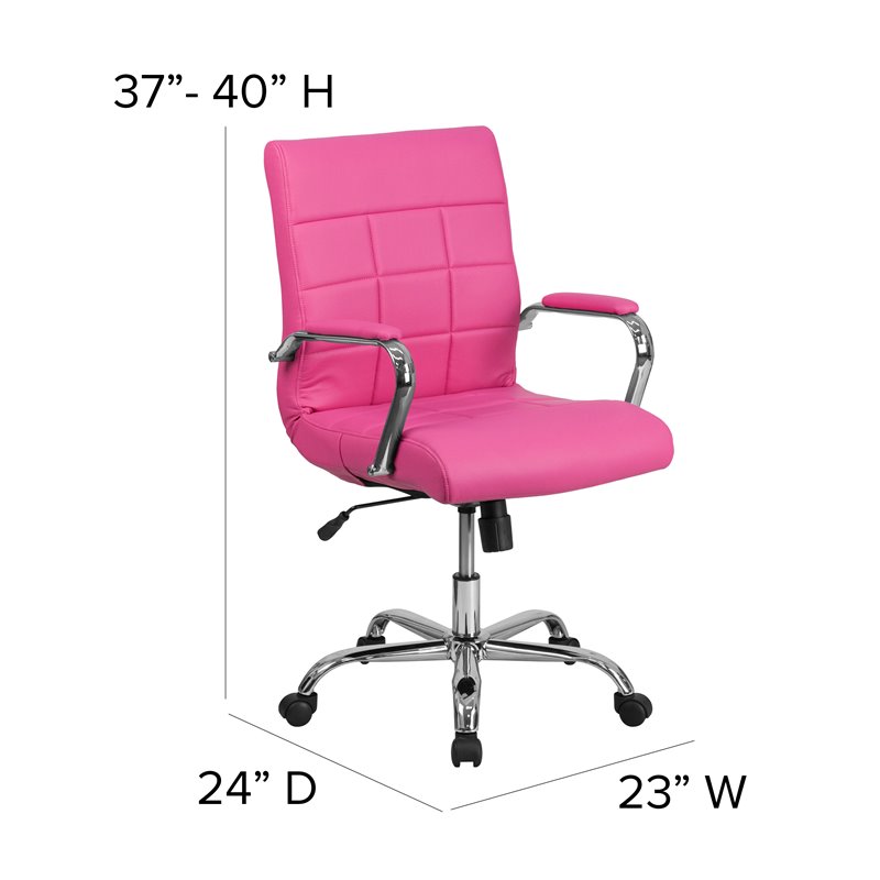 UrbanPro Modern Mid Back Faux Leather Swivel Office Chair in Pink