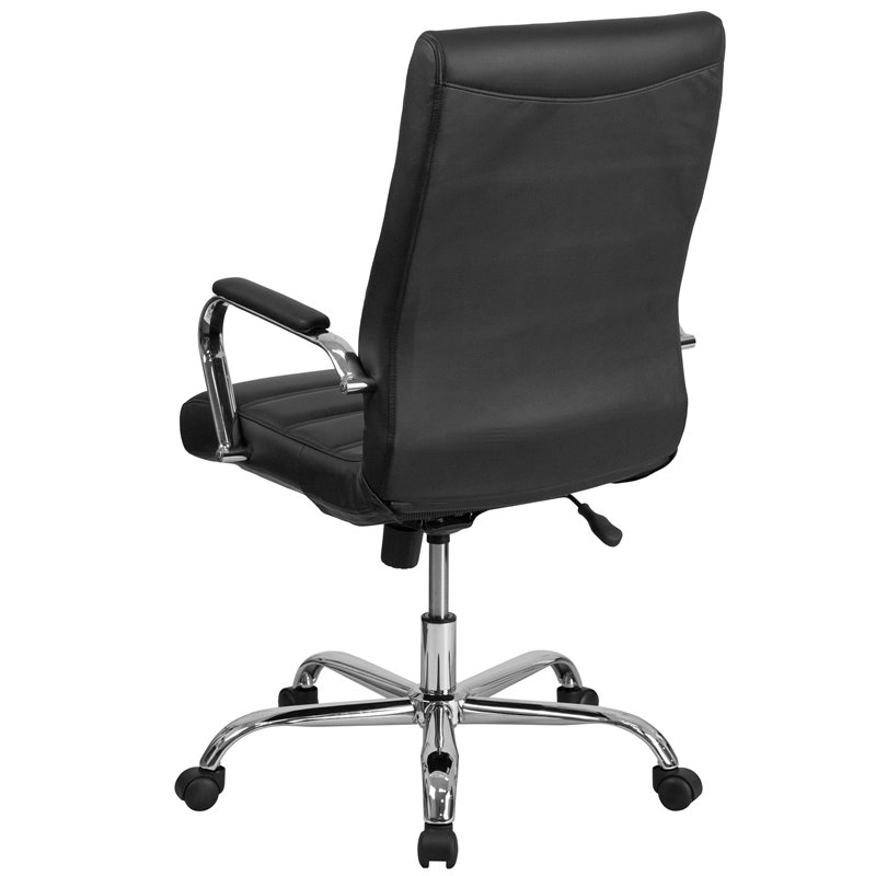 UrbanPro Contemporary High Back Leather Office Swivel Chair in Black and Chrome