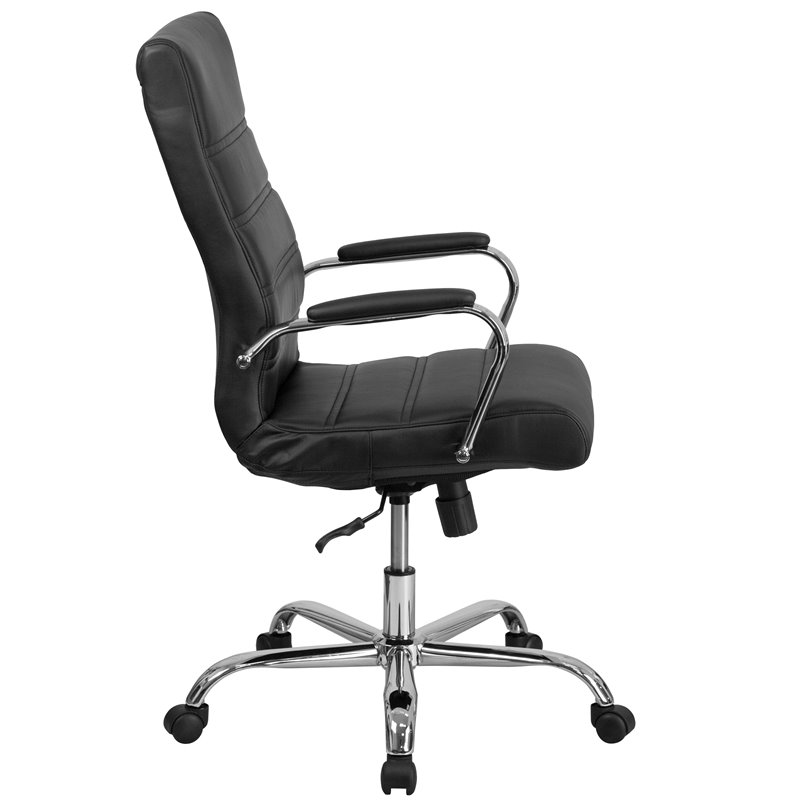 UrbanPro Contemporary High Back Leather Office Swivel Chair in Black and Chrome