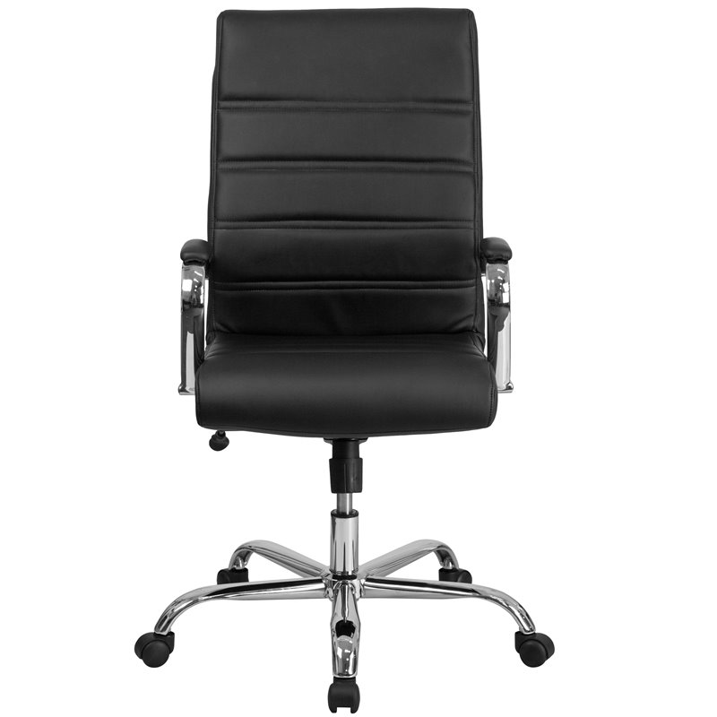 UrbanPro Contemporary High Back Leather Office Swivel Chair in Black and Chrome