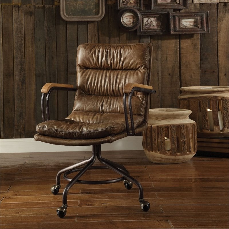 UrbanPro Leather Swivel Office Chair in Vintage Whiskey