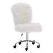 UrbanPro Transitional Faux Fur Fabric Armless Office Task Chair in White/Chrome