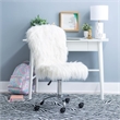 UrbanPro Transitional Faux Fur Fabric Armless Office Task Chair in White/Chrome