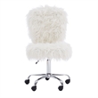 UrbanPro Transitional Faux Fur Fabric Armless Office Task Chair in White/Chrome