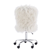UrbanPro Transitional Faux Fur Fabric Armless Office Task Chair in White/Chrome